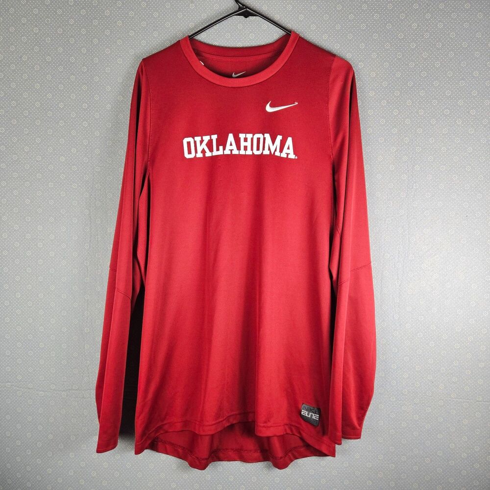Nike Dri-Fit Elite Oklahoma Sooners OU Long Sleeve Tee Shirt Men's Size Large